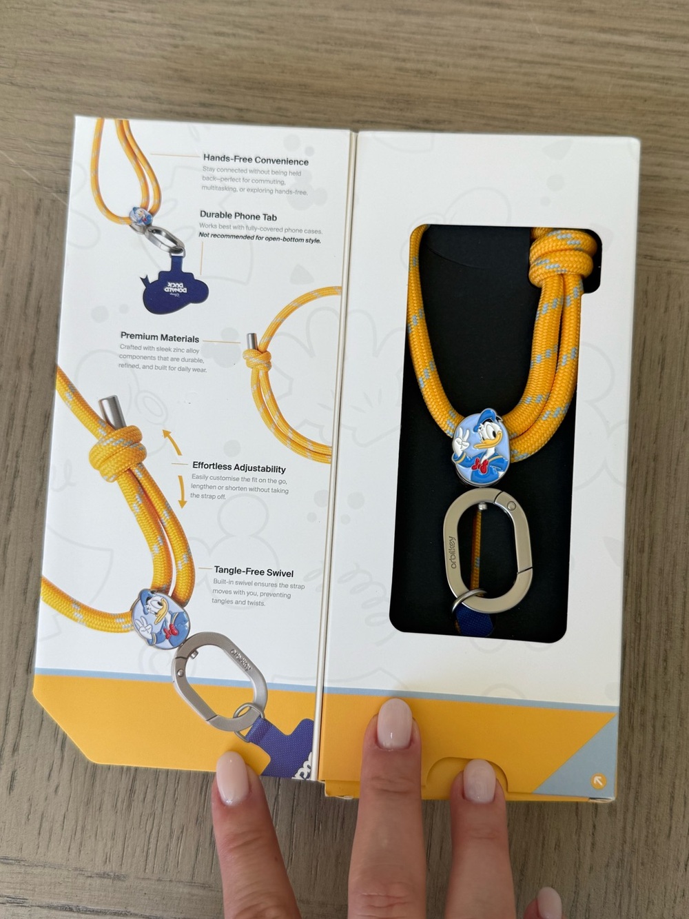 Disney Orbitkey Donald Duck Crossbody Phone Strap Lanyard Full Body Yellow NWT
